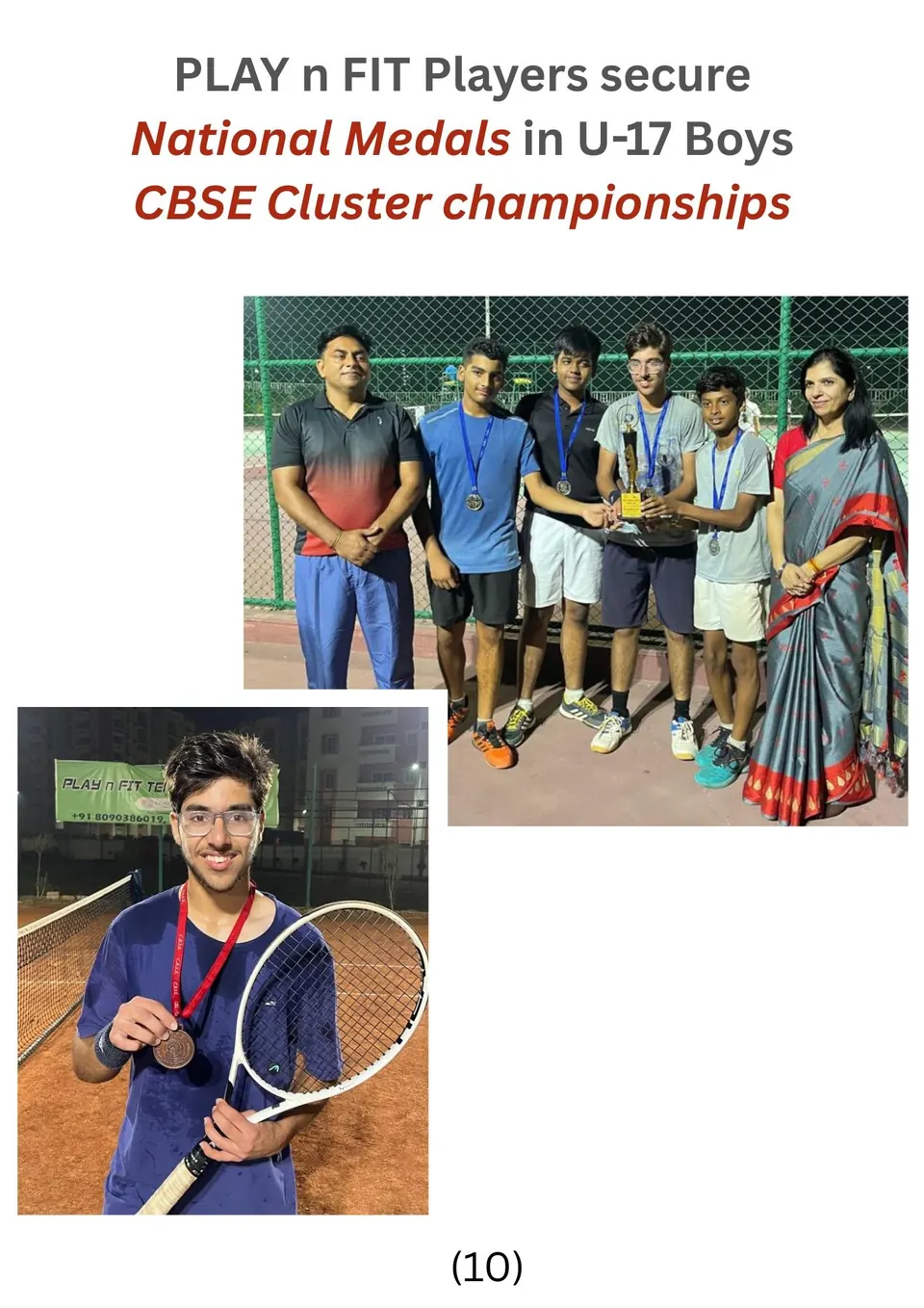 PLAY n FIT players with national medals from the U-17 Boys CBSE Cluster championships
