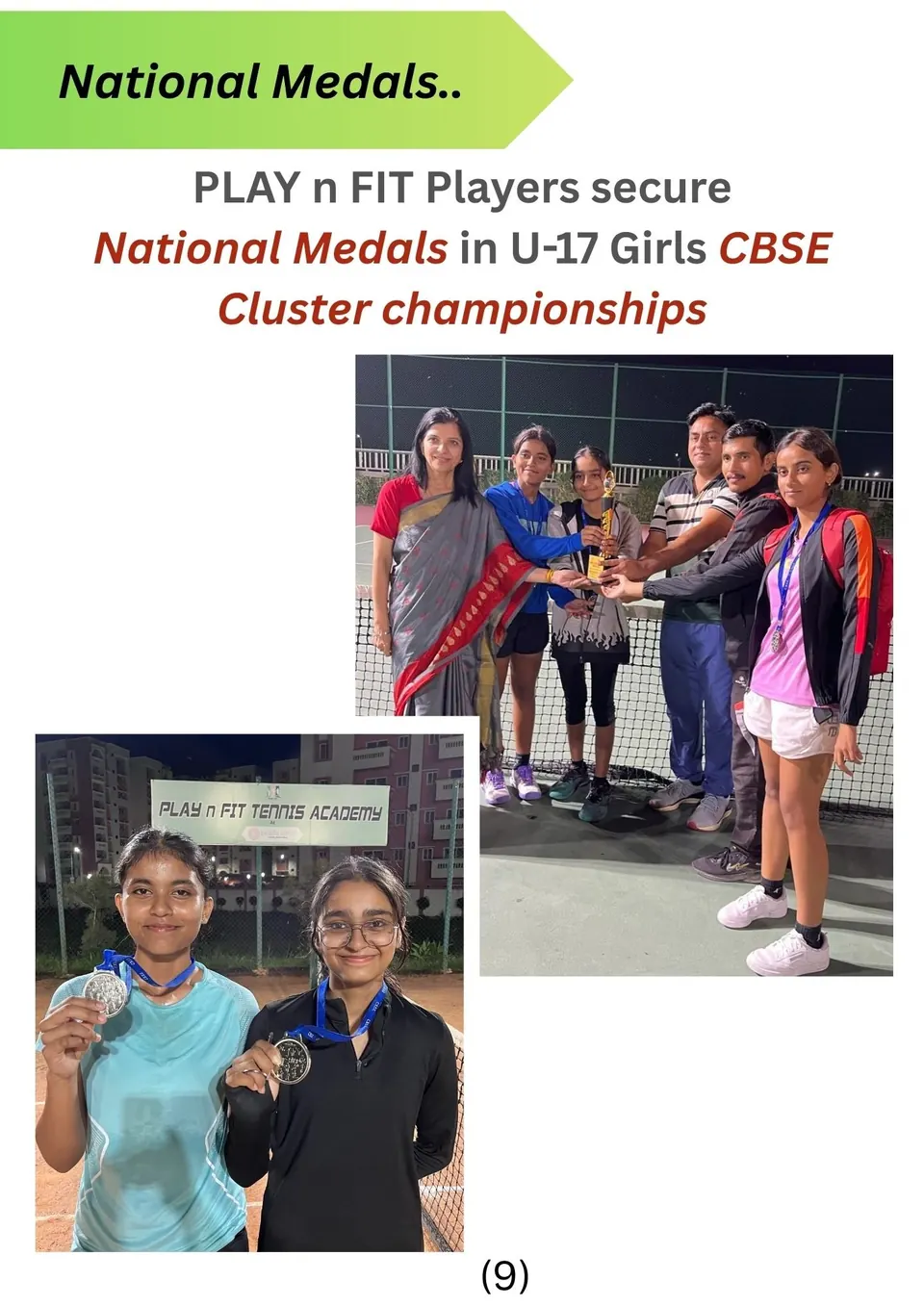 PLAY n FIT players with national medals from the U-17 Girls CBSE Cluster championships